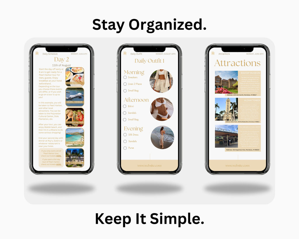 Editable Digital HAWAII Travel Itinerary, Digital Planner Modern Minimal, Travel Planner, Canva Template, Digital Template, Hawaii Itinerary