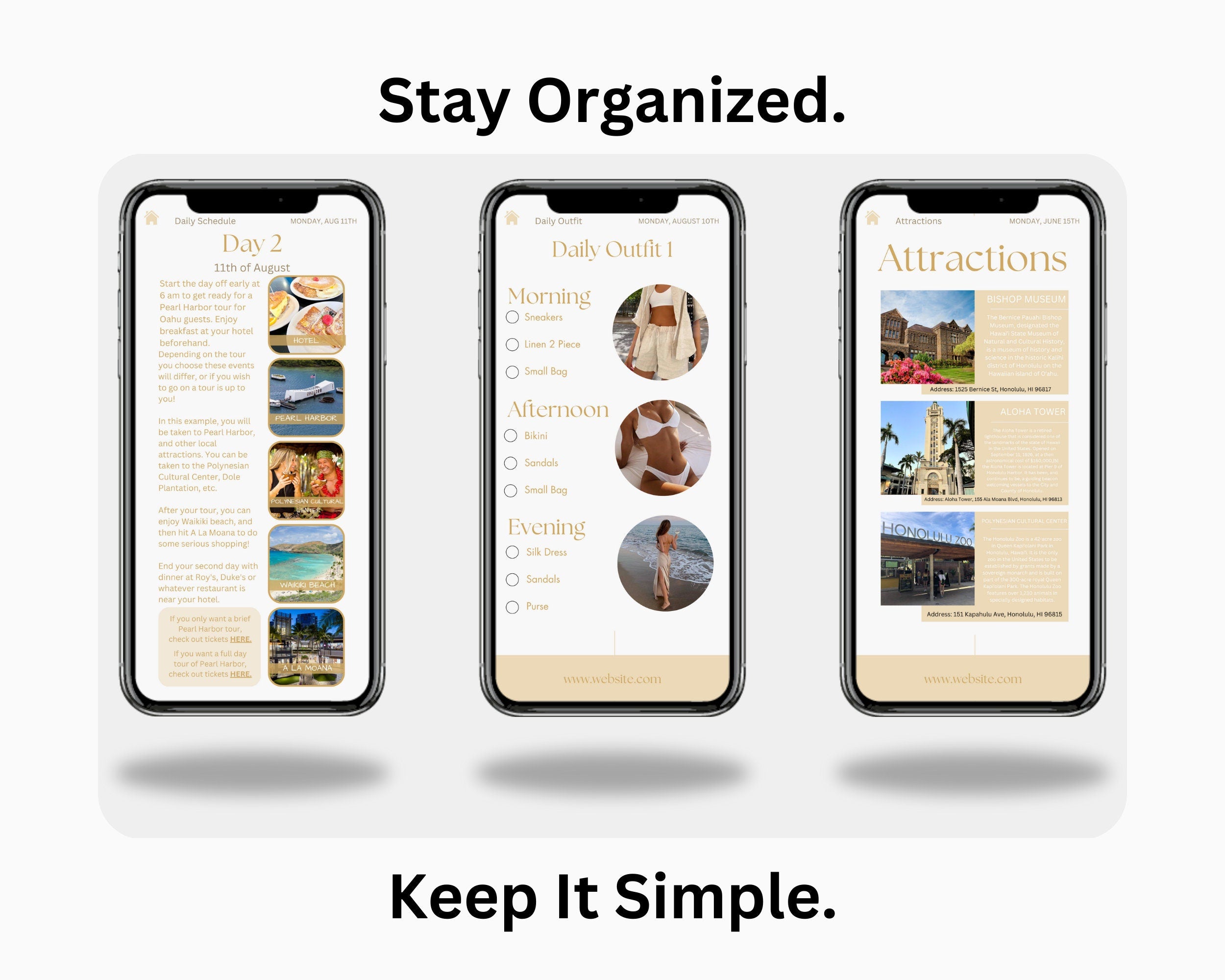 Editable Digital HAWAII Travel Itinerary, Digital Planner Modern Minimal, Travel Planner, Canva Template, Digital Template, Hawaii Itinerary