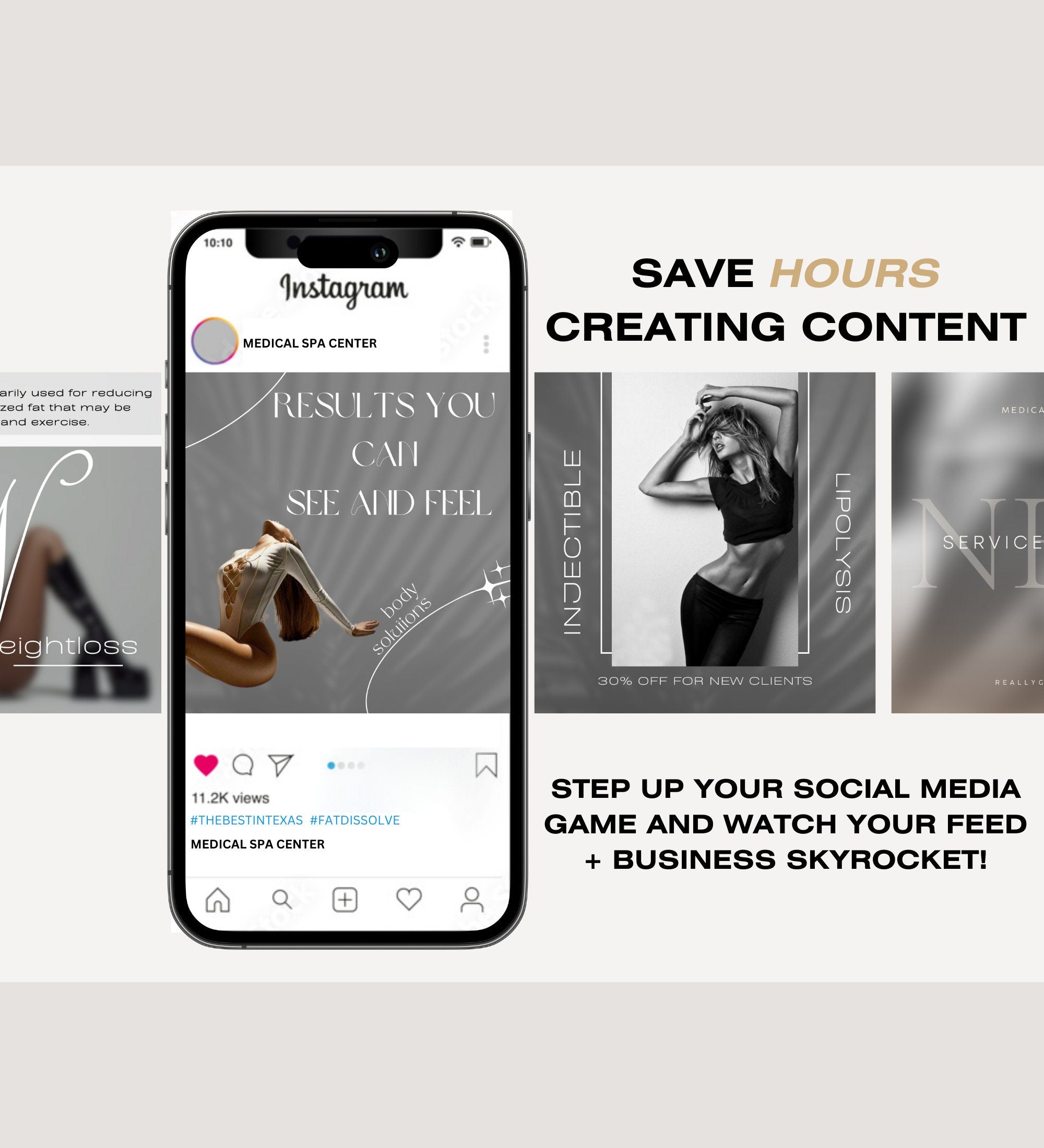 FAT DISSOLVE Instagram Posts | Injectable Lipolysis Instagram Templates | Lipolytic injections Instagram Posts | Fat Dissolving Injections