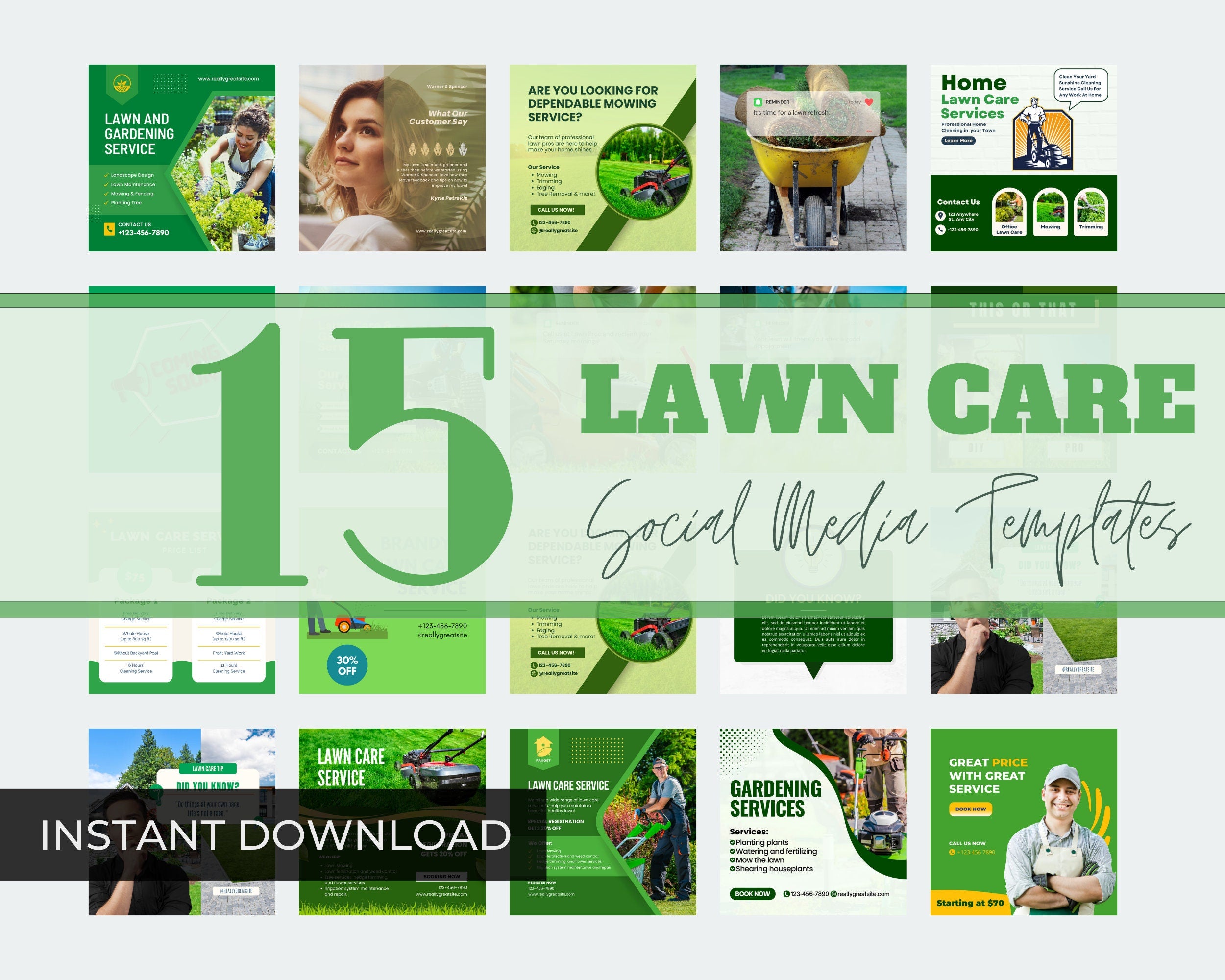 Lawn Care Social Media Templates | Landscaping Posts (Digital Download)