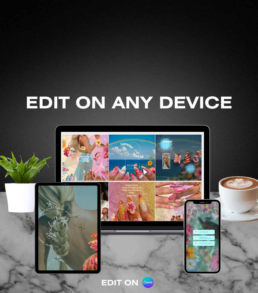 Nail Tech Instagram Templates | Nail Tech Instagram Posts | Nail Tech Instagram Posts | Summer Nails Social Media Posts | SUMMER EDITION