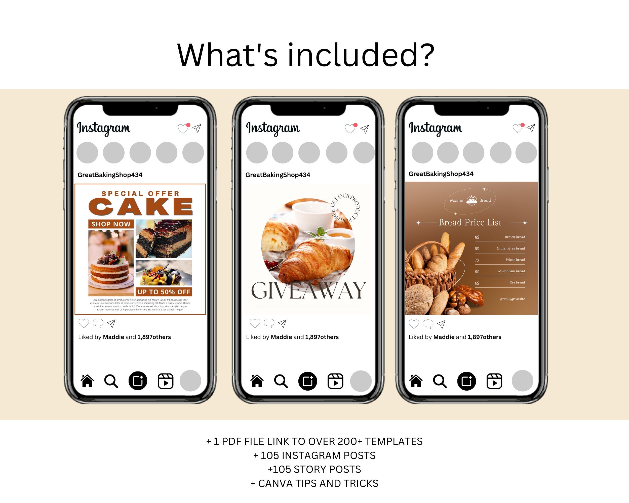 Bakery Instagram Post Templates | Bakery Instagram Template | Cake Business Social Media |Coffee Bake Shop Template | Social Media Marketing
