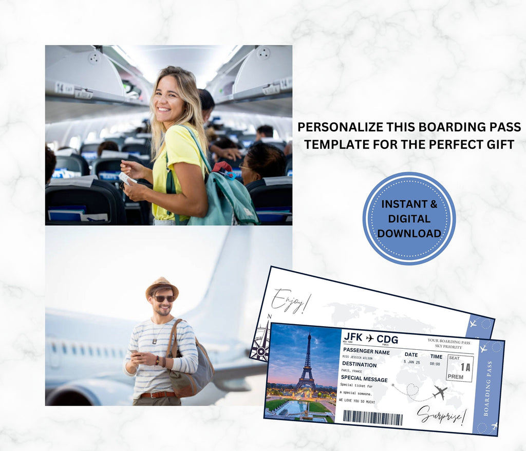 Editable Surprise Boarding Pass Template, DIY Printable (PDF)