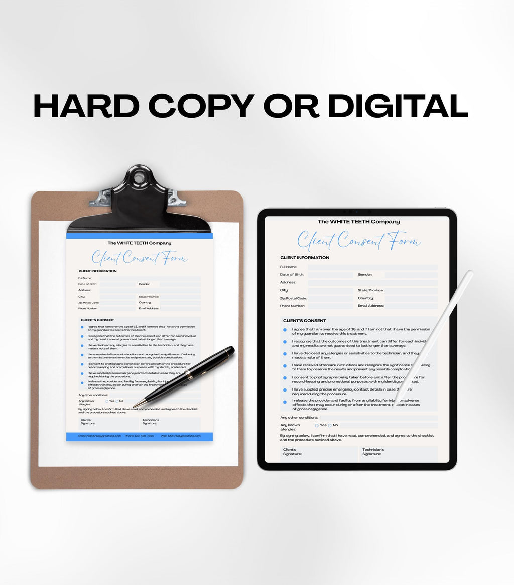 Teeth Whitening Business Forms, Teeth Whitening Consultation Forms, Teeth Whitening Aftercare, Consent Form, Aftercare Instructions