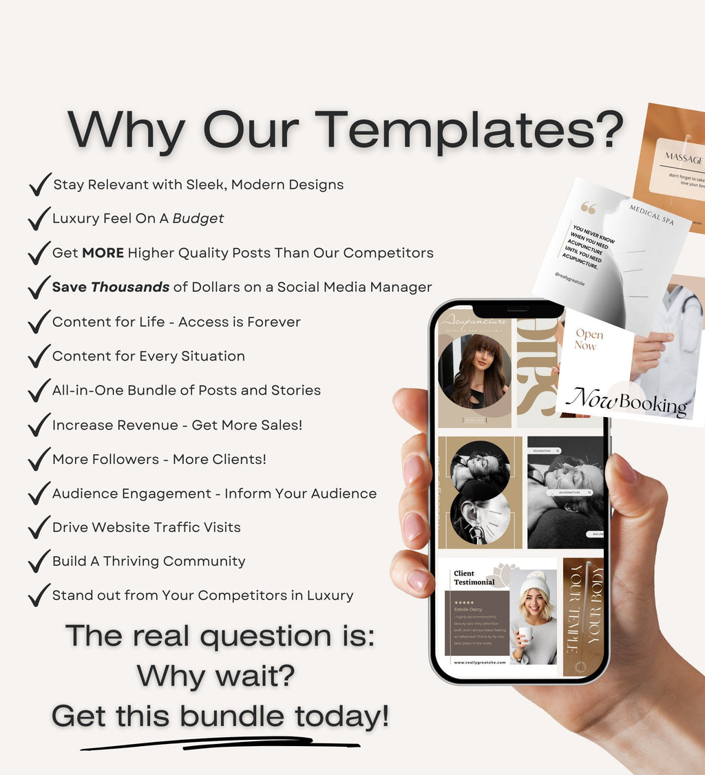 120 Acupuncture Instagram Post Templates | Canva Social Media (Digital Download)