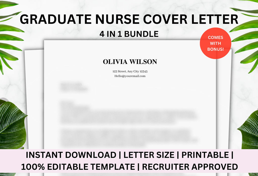 Nurse Cover Letter Template, Pre-Written, Canva (Digital Download)