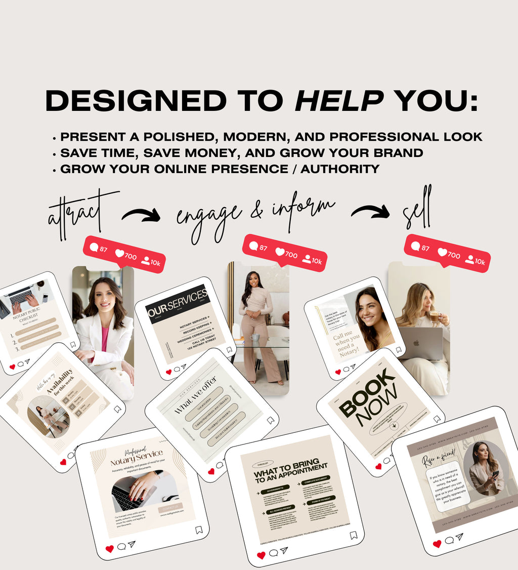 Notary Marketing | Notary Signing Agent | Notary Social Media | Loan Signing Agent | Notary Instagram Posts |Notary Posts Templates |IG Post
