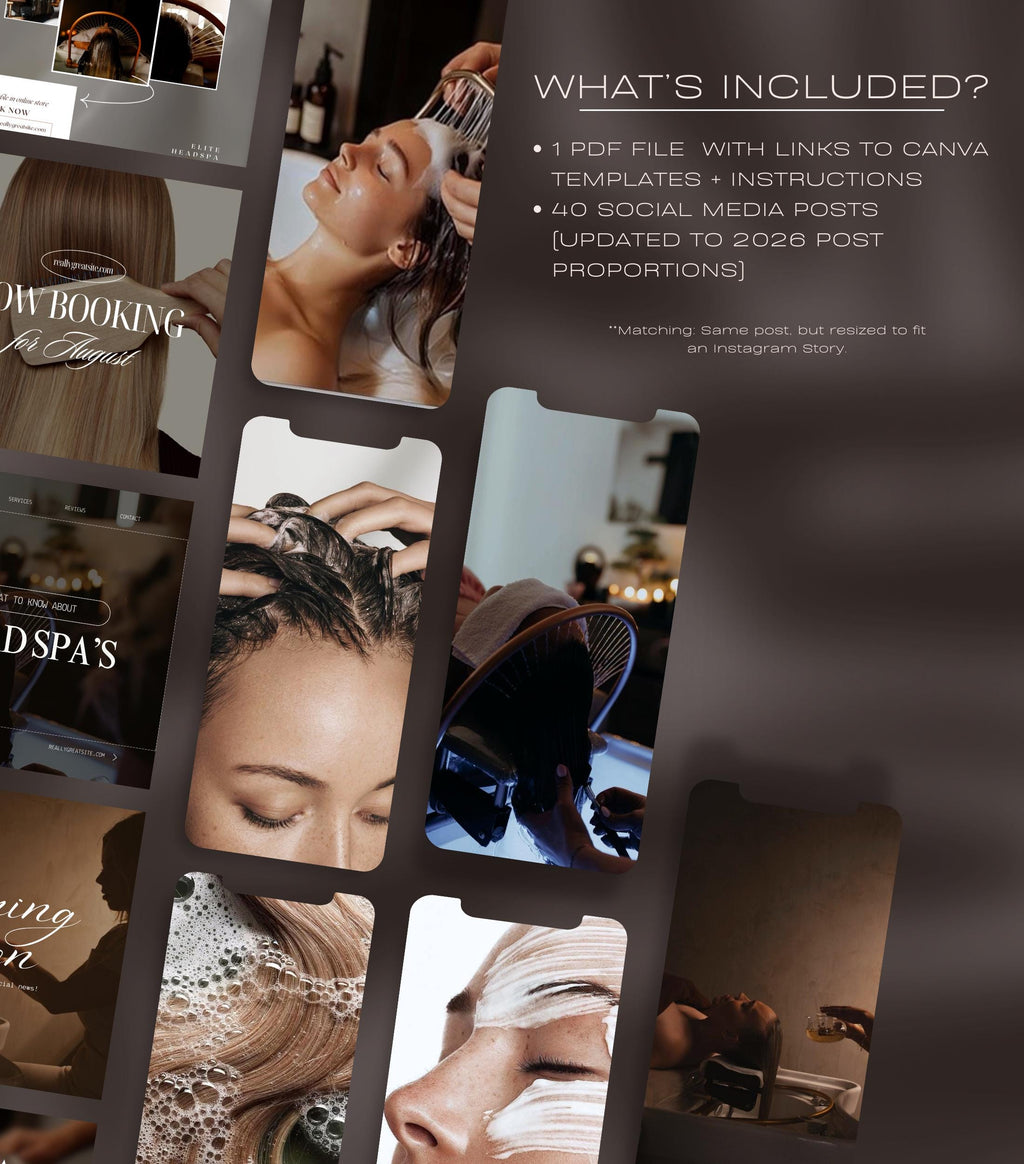 Luxury Head Spa Instagram Templates | Salon Social Media | Japanese Headspa Instagram Templates
