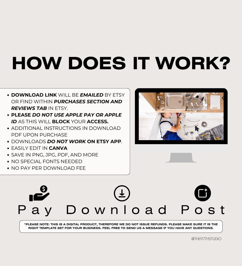 Plumbing Business Instagram Post Templates | Plumber Social Media| Plumbing Company | Social Media Marketing | Plumber Marketing | Plumbing