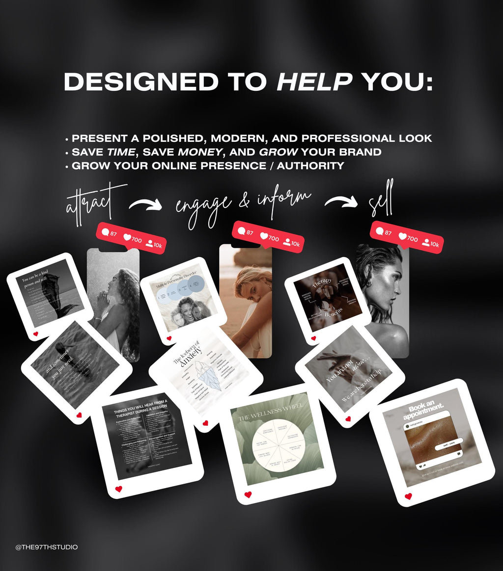 140 Therapist Instagram Templates | Mental Health Instagram Templates | Psychologist Posts | Counseling IG Posts | Social Media Marketing