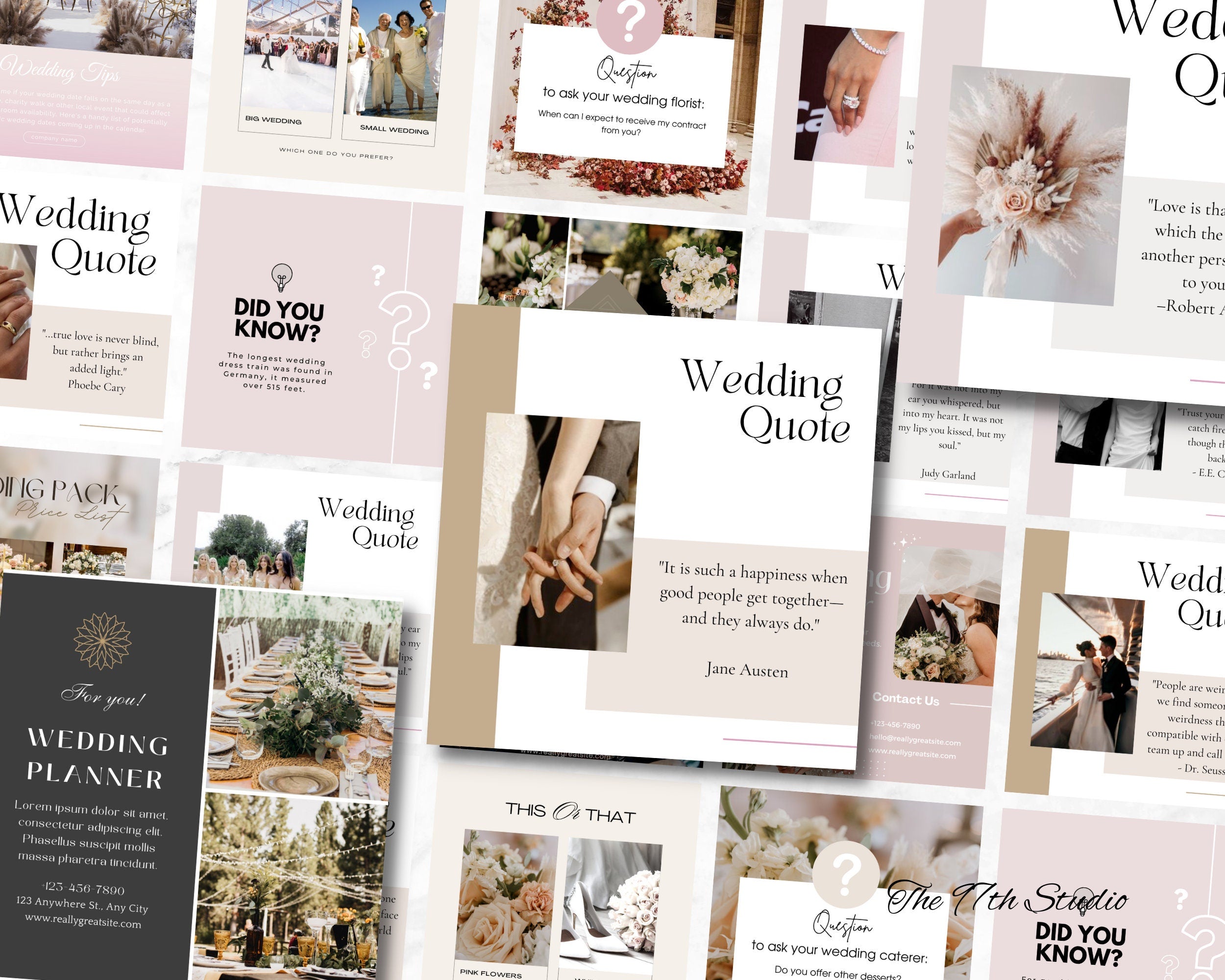 Wedding Planner Instagram Templates, Social Media Bundle (Canva)