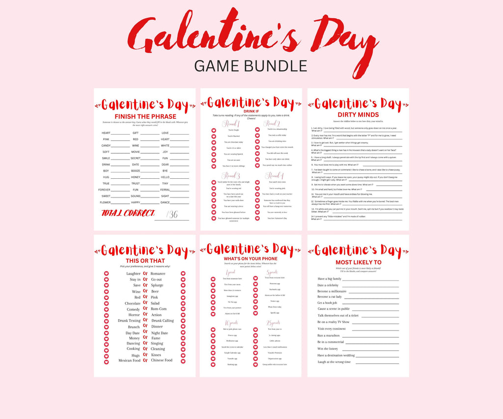 Galentine's Day Games Bundle, Printable Party Games (Digital Download)