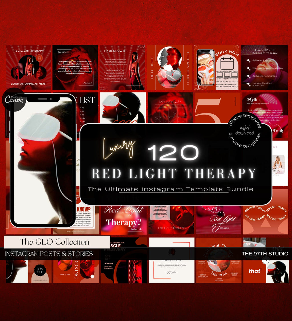 Red Light Therapy Instagram Posts | Facial | Digital Marketing | Skincare Social Media | Skincare Instagram | Esthetician Instagram Posts