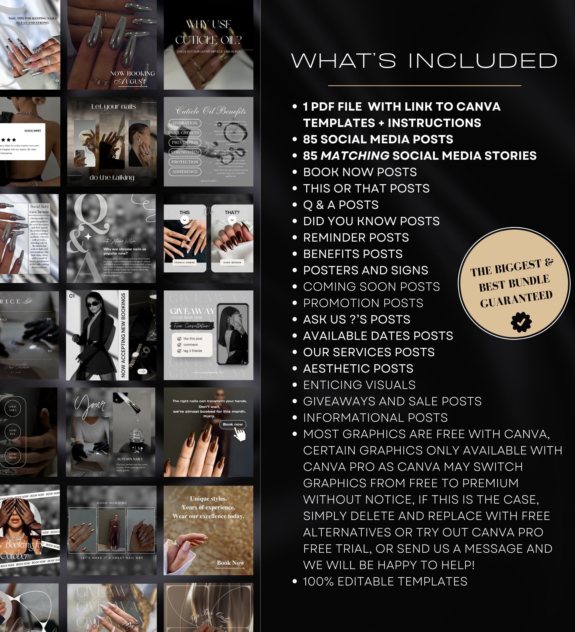 Nail Tech Instagram Templates | Nail Tech Instagram Posts | Nail Tech Instagram | Nail Tech Social Media Instagram Posts | Manicurist Posts