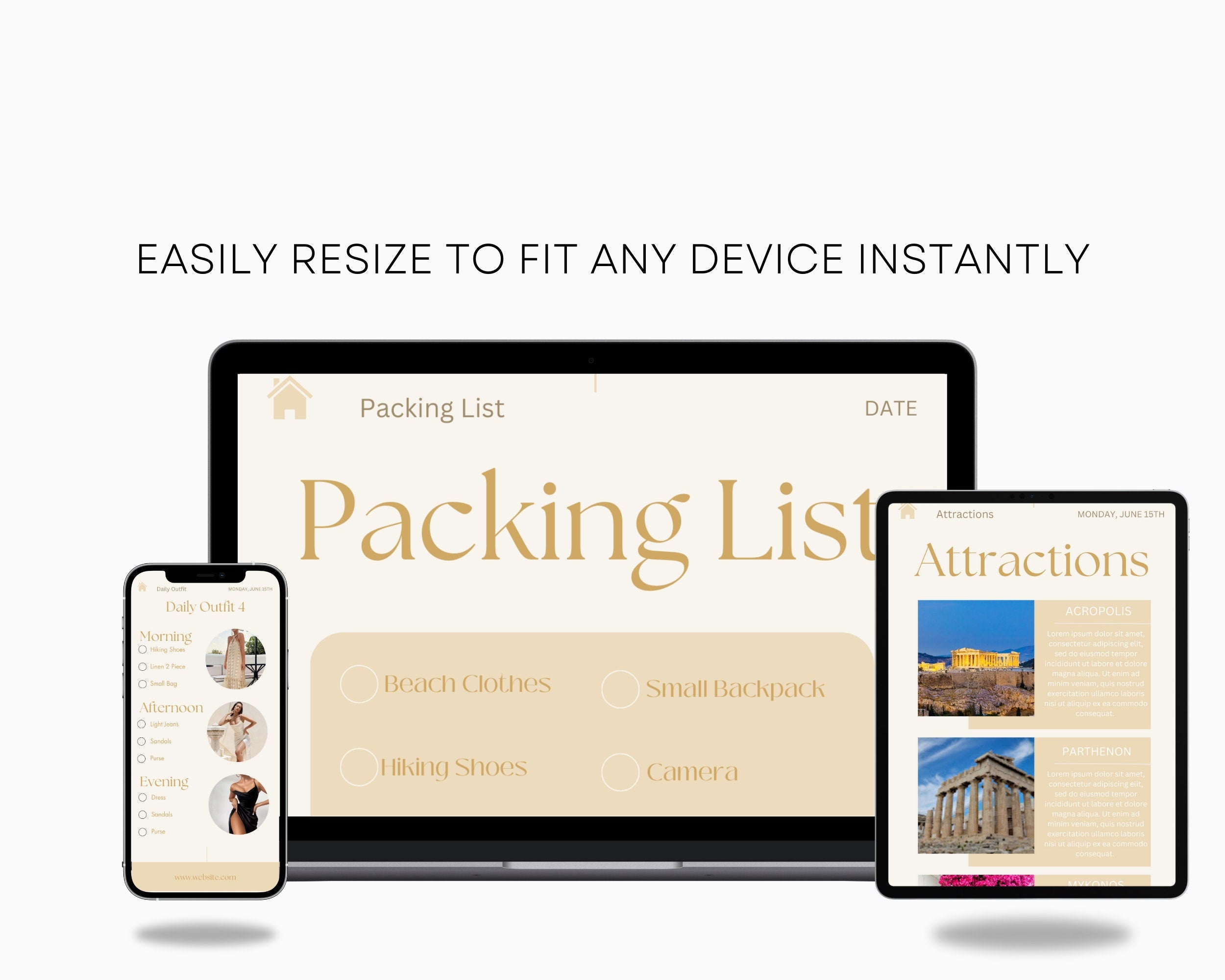 Travel Itinerary Mobile Template Modern Minimal Classic, Editable on Canva, Printable, Digital Template Download, Traveling Guide GREECE