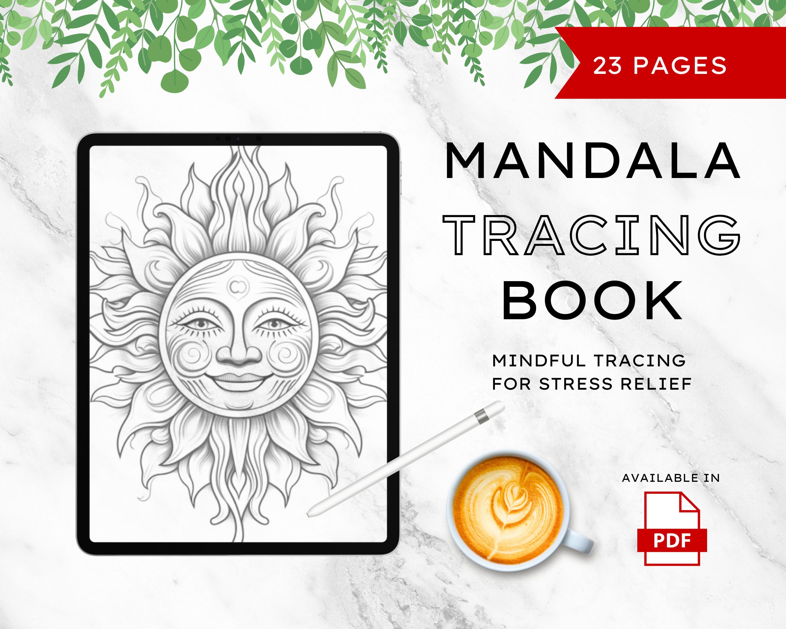Mindfulness Tracing Book for Kindle and iPad | Kindle Scribe PDF | Stress Relief | Tracing Pages | Mindfulness Book