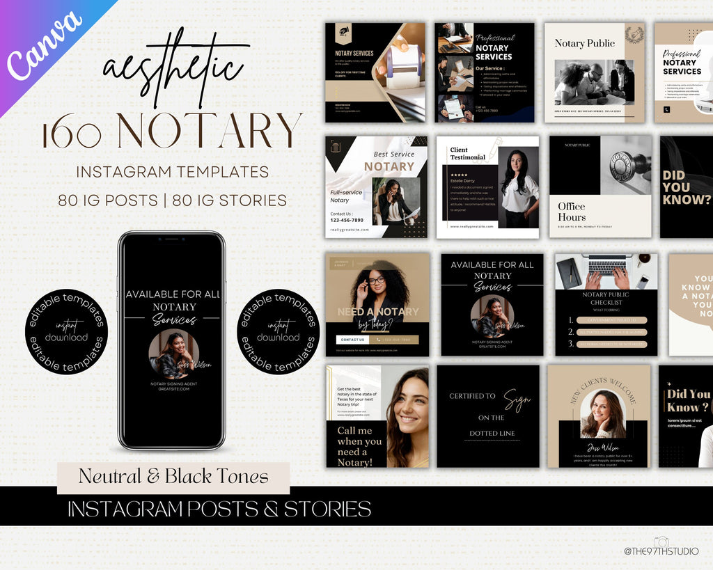 Notary Marketing | Notary Signing Agent | Notary Social Media | Loan Signing Agent | Notary Instagram Posts |Notary Posts Templates |IG Post