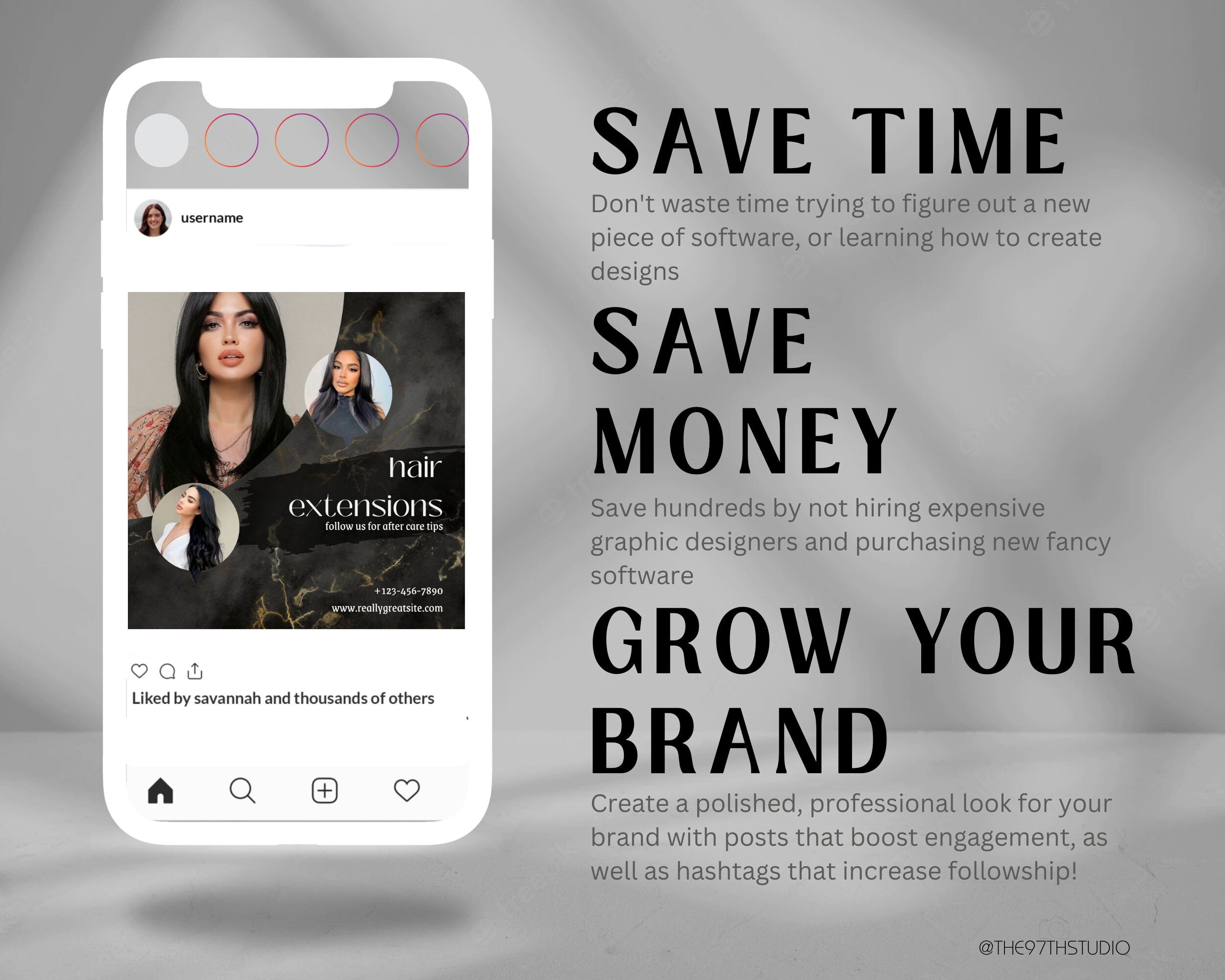 100 Instagram Template Posts for Hair Extension Business