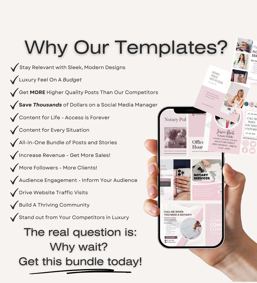 PINK Notary Marketing | Notary Signing Agent | Notary Social Media | Loan Signing Agent | Notary Instagram Posts | Notary Posts Templates
