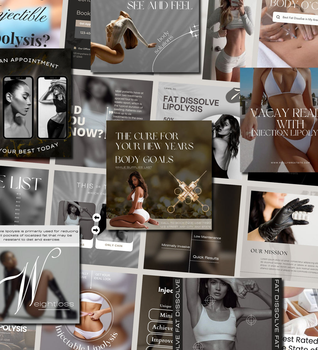 FAT DISSOLVE Instagram Posts | Injectable Lipolysis Instagram Templates | Lipolytic injections Instagram Posts | Fat Dissolving Injections