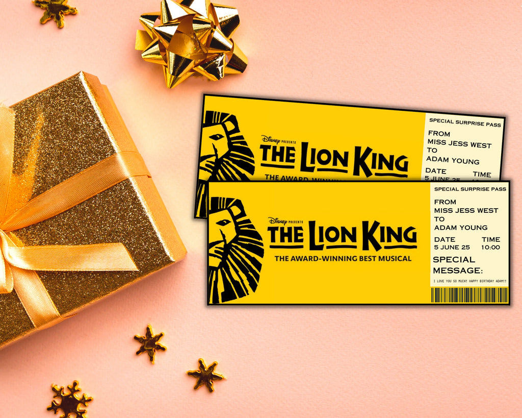 EDITABLE LION KING Broadway Surprise Ticket,Musical Collectible Theater Ticket, Lion King Editable Musical Theatre Event Souvenir Ticket