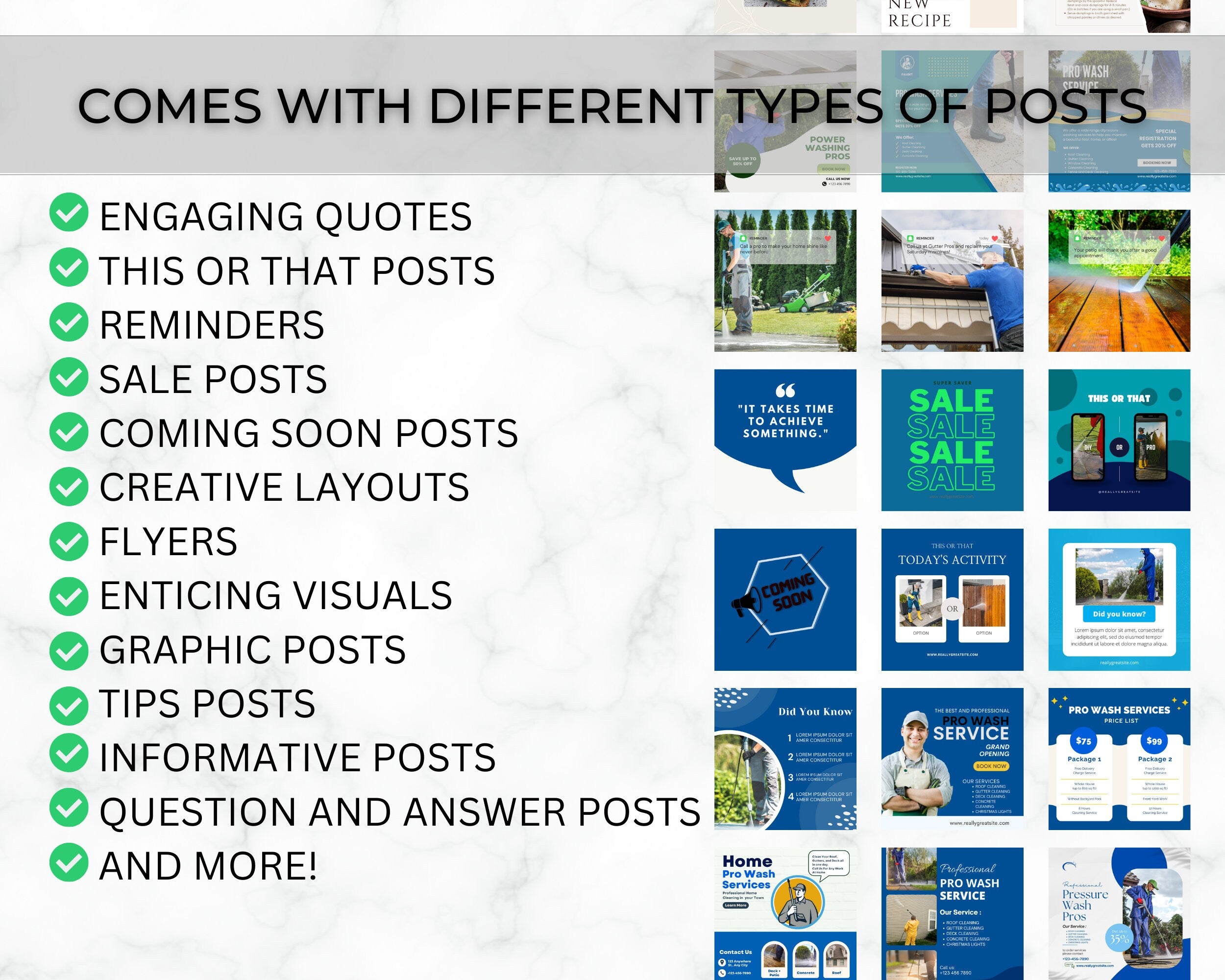 100 Pressure Washing Instagram Template Posts for Small Business