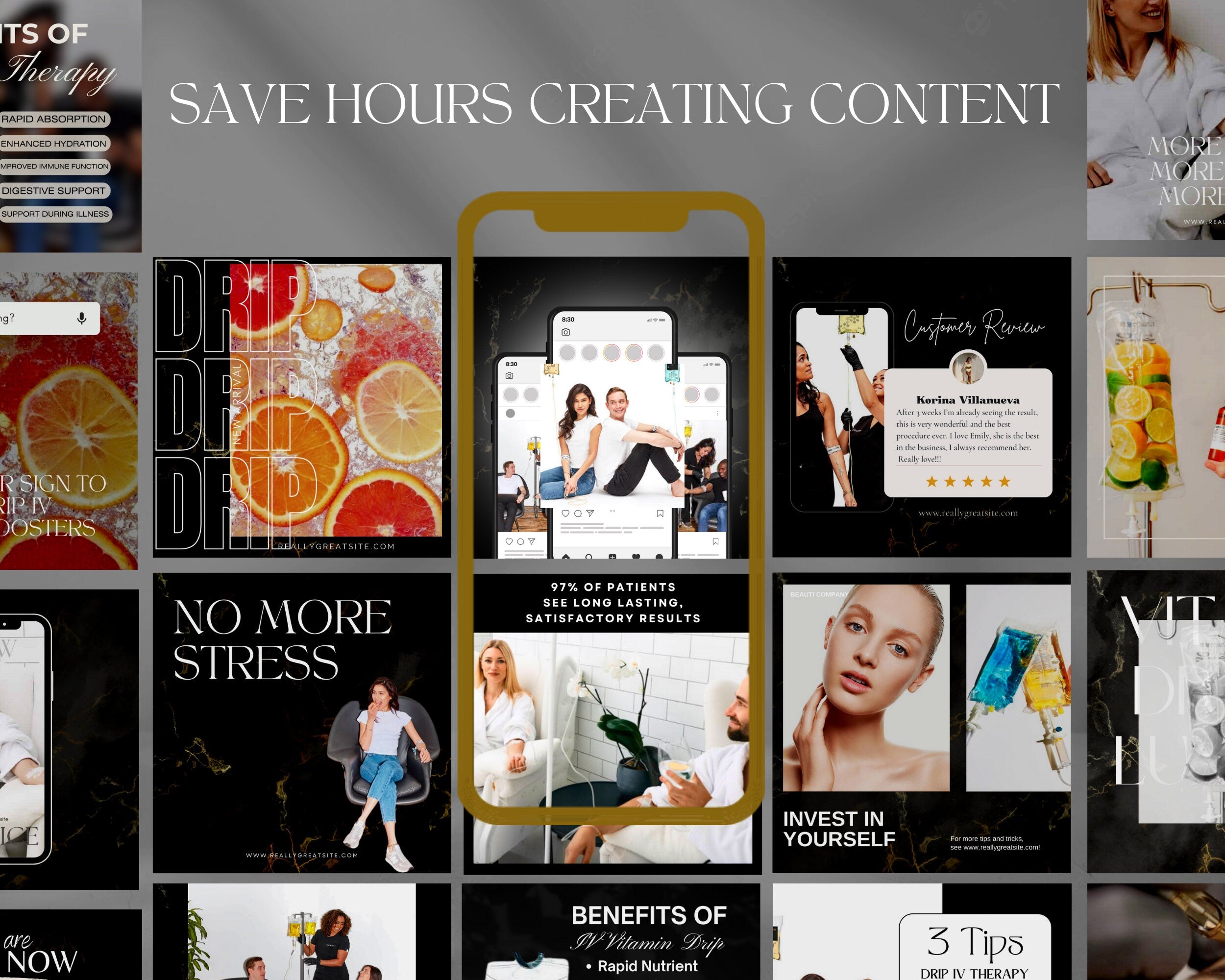 100 IV Therapy Instagram Templates