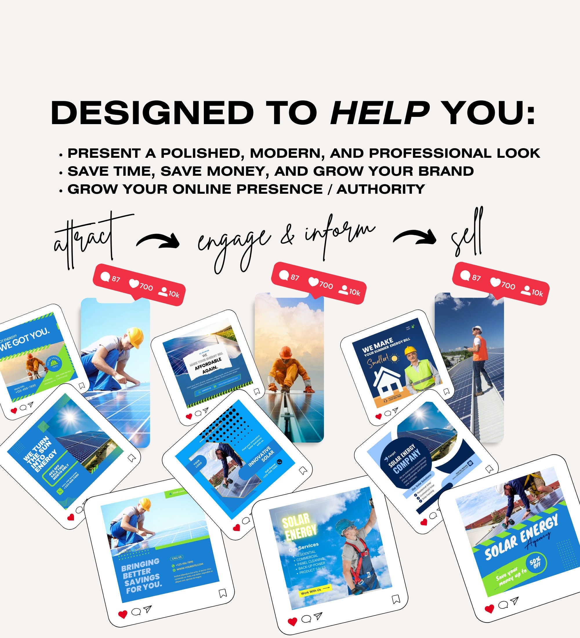 Solar Energy Company Instagram Template Posts | Solar Energy Business Marketing | Solar Energy Business | Solar Energy Instagram Posts