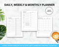 Daily, Weekly, Monthly Planner Printable Set (Instant Download)
