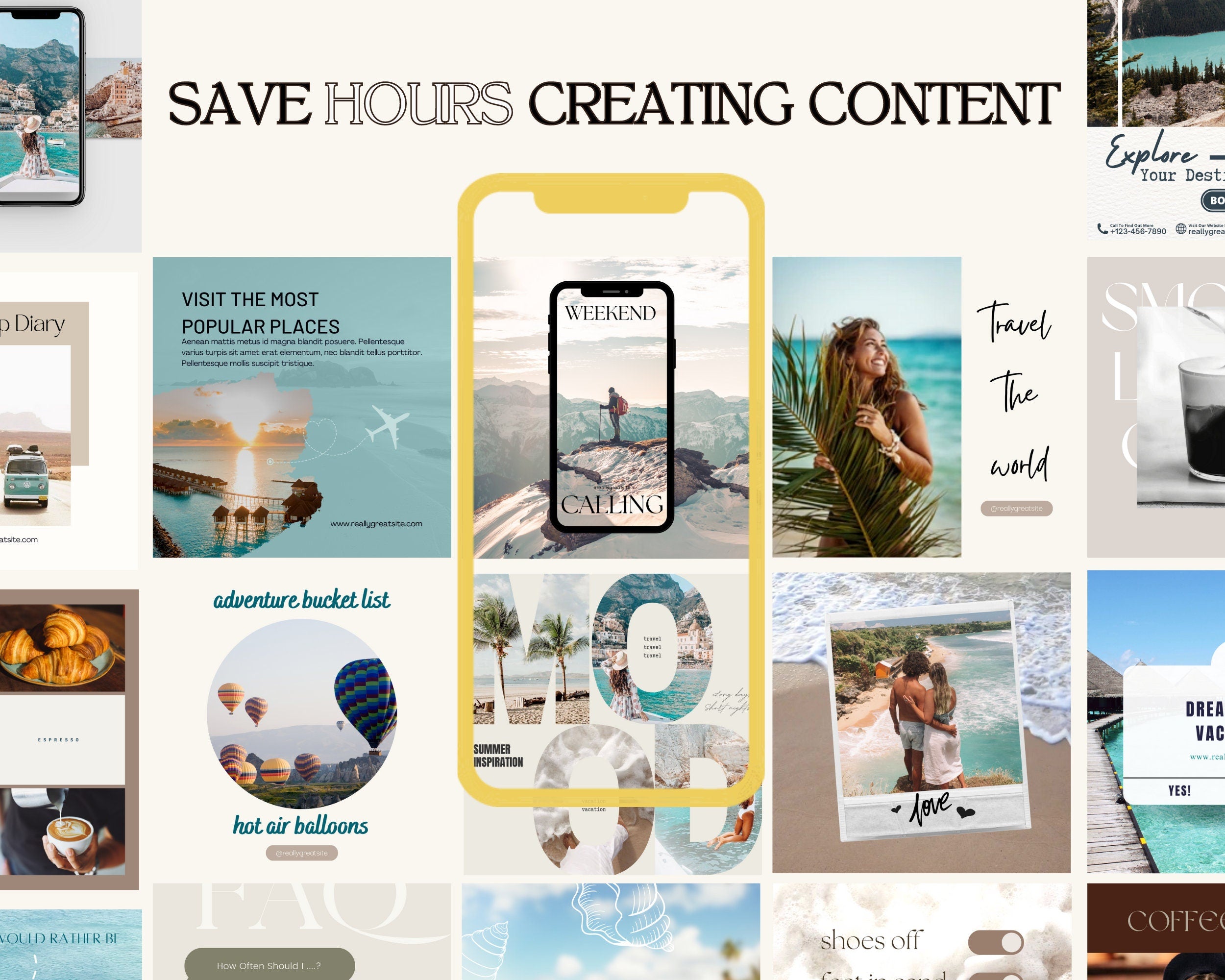 100 TRAVEL Instagram Templates | Travel Agent Instagram Post | Travel Blogger Templates | Travel Influencer Instagram | Vacation Templates