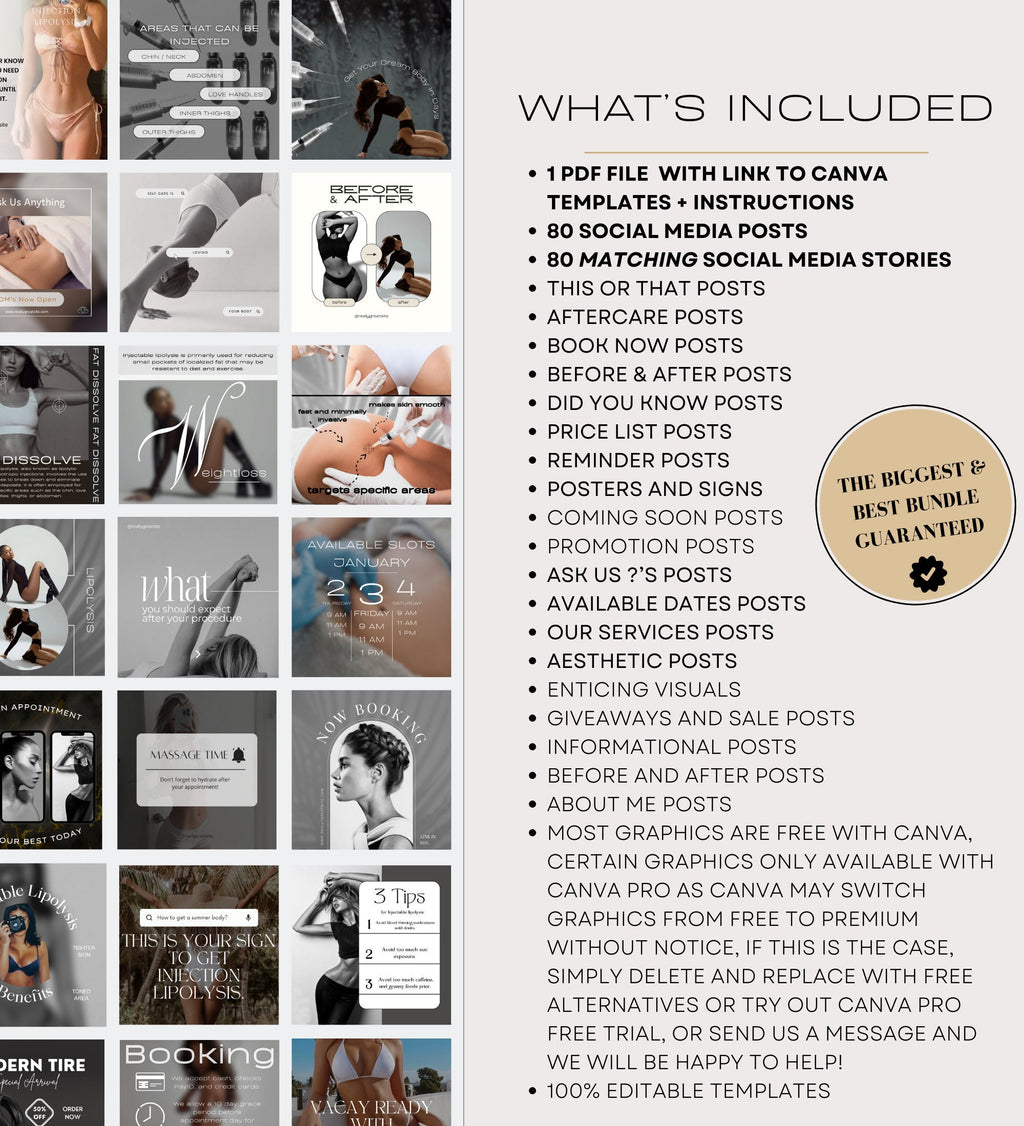 FAT DISSOLVE Instagram Posts | Injectable Lipolysis Instagram Templates | Lipolytic injections Instagram Posts | Fat Dissolving Injections