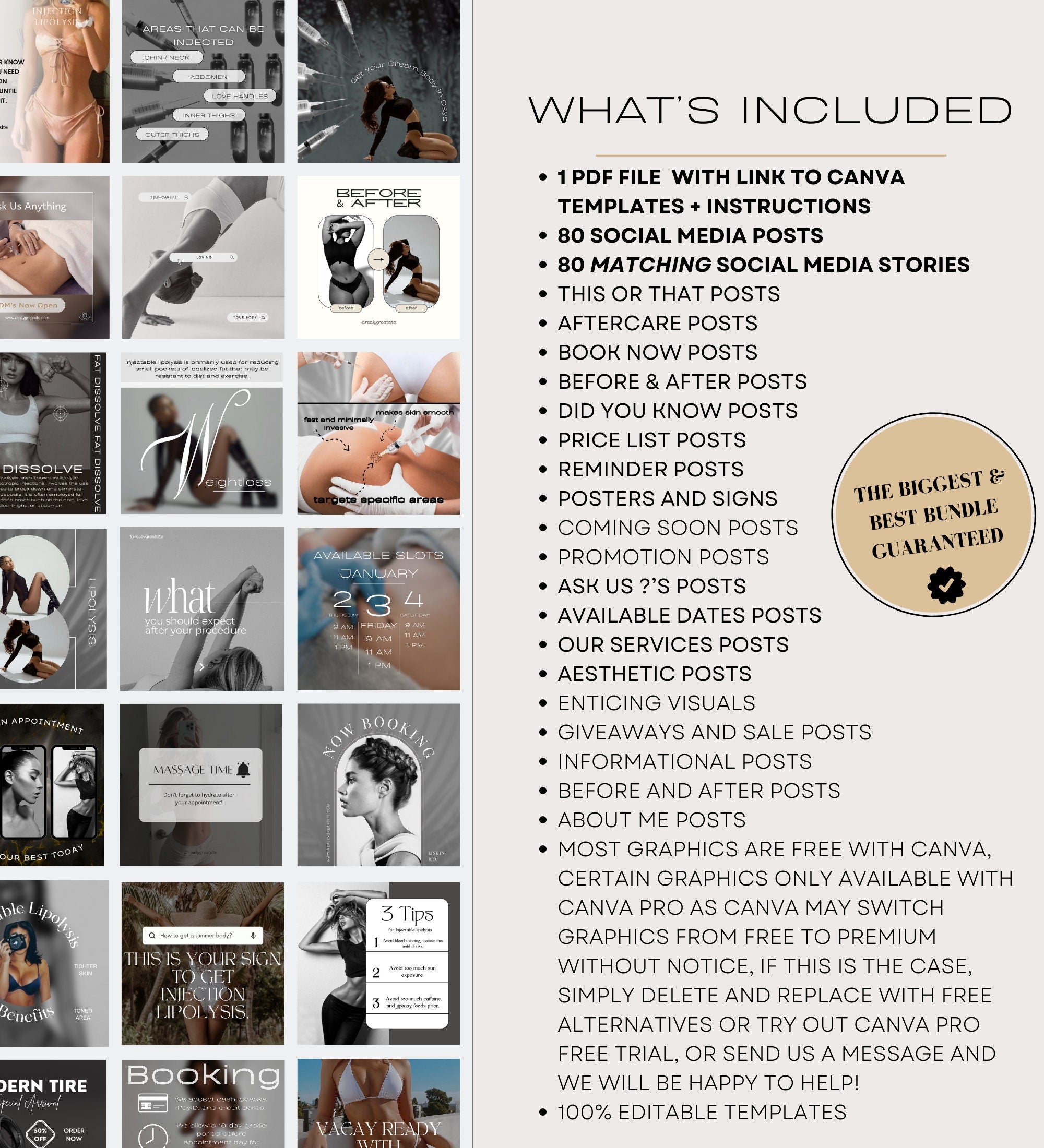 FAT DISSOLVE Instagram Posts | Injectable Lipolysis Instagram Templates | Lipolytic injections Instagram Posts | Fat Dissolving Injections