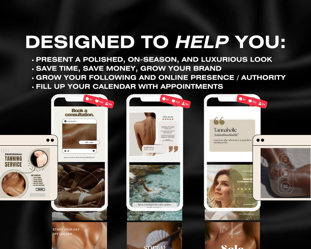 140 Spray Tanning Instagram Templates | Spray Tan Instagram Posts | Spray Tan Social Media | Beauty Business Instagram | Spray Tan Marketing