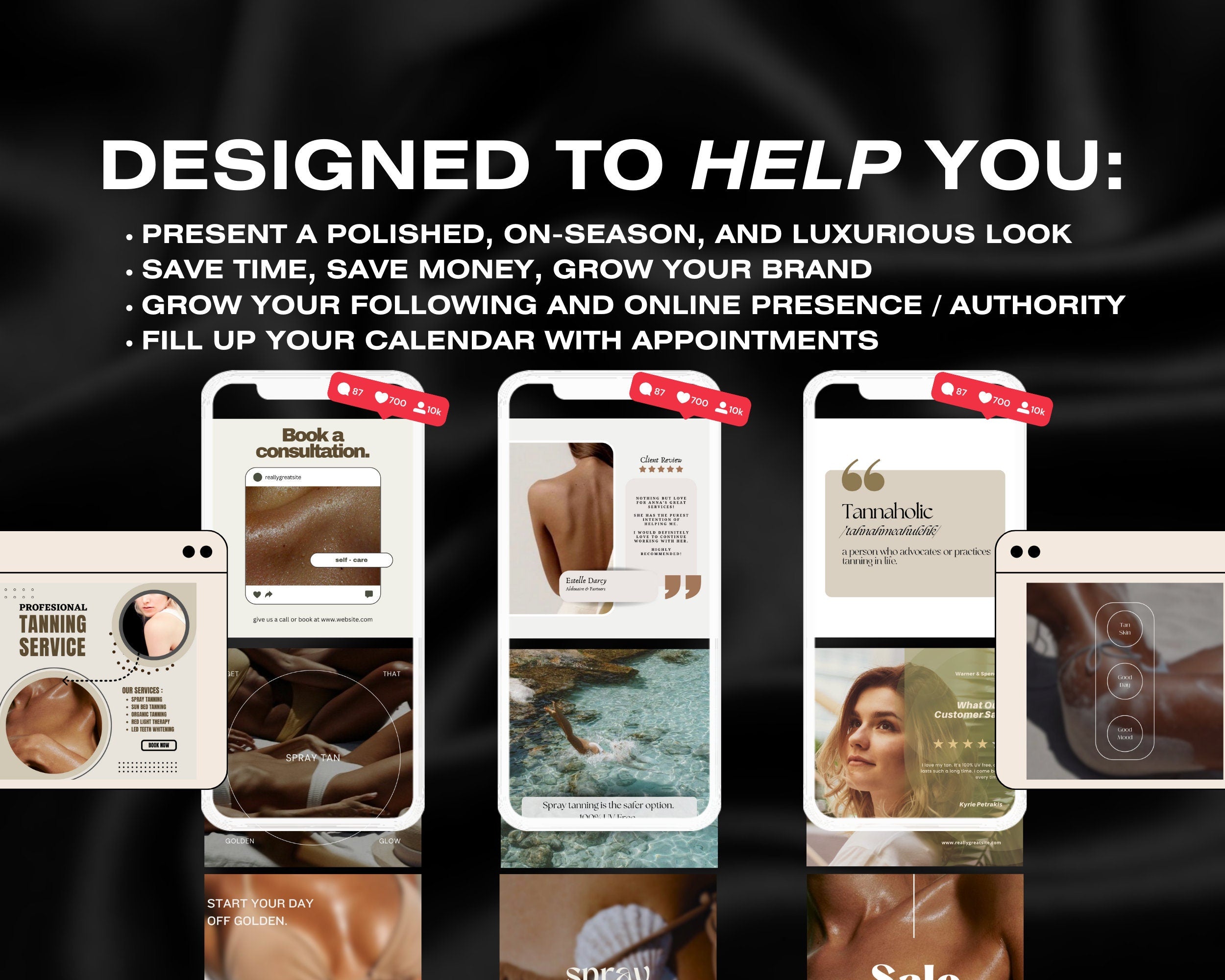140 Spray Tanning Instagram Templates | Spray Tan Instagram Posts | Spray Tan Social Media | Beauty Business Instagram | Spray Tan Marketing