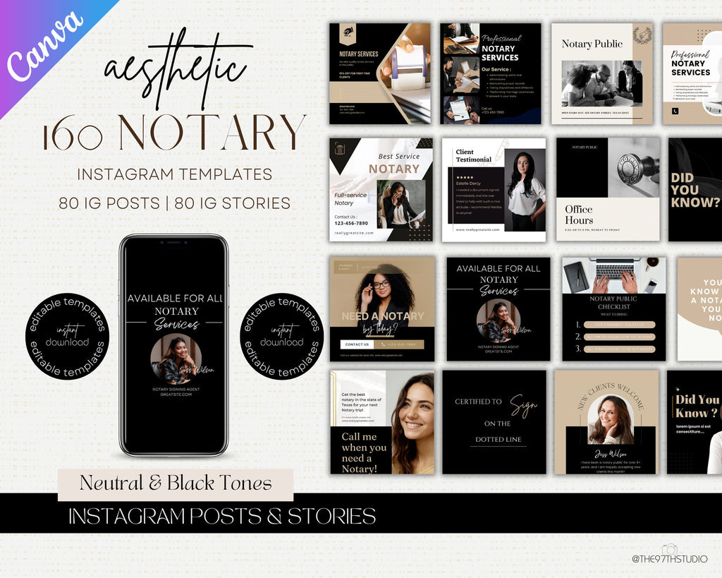 Notary Marketing | Notary Signing Agent | Notary Social Media | Loan Signing Agent | Notary Instagram Posts |Notary Posts Templates |IG Post
