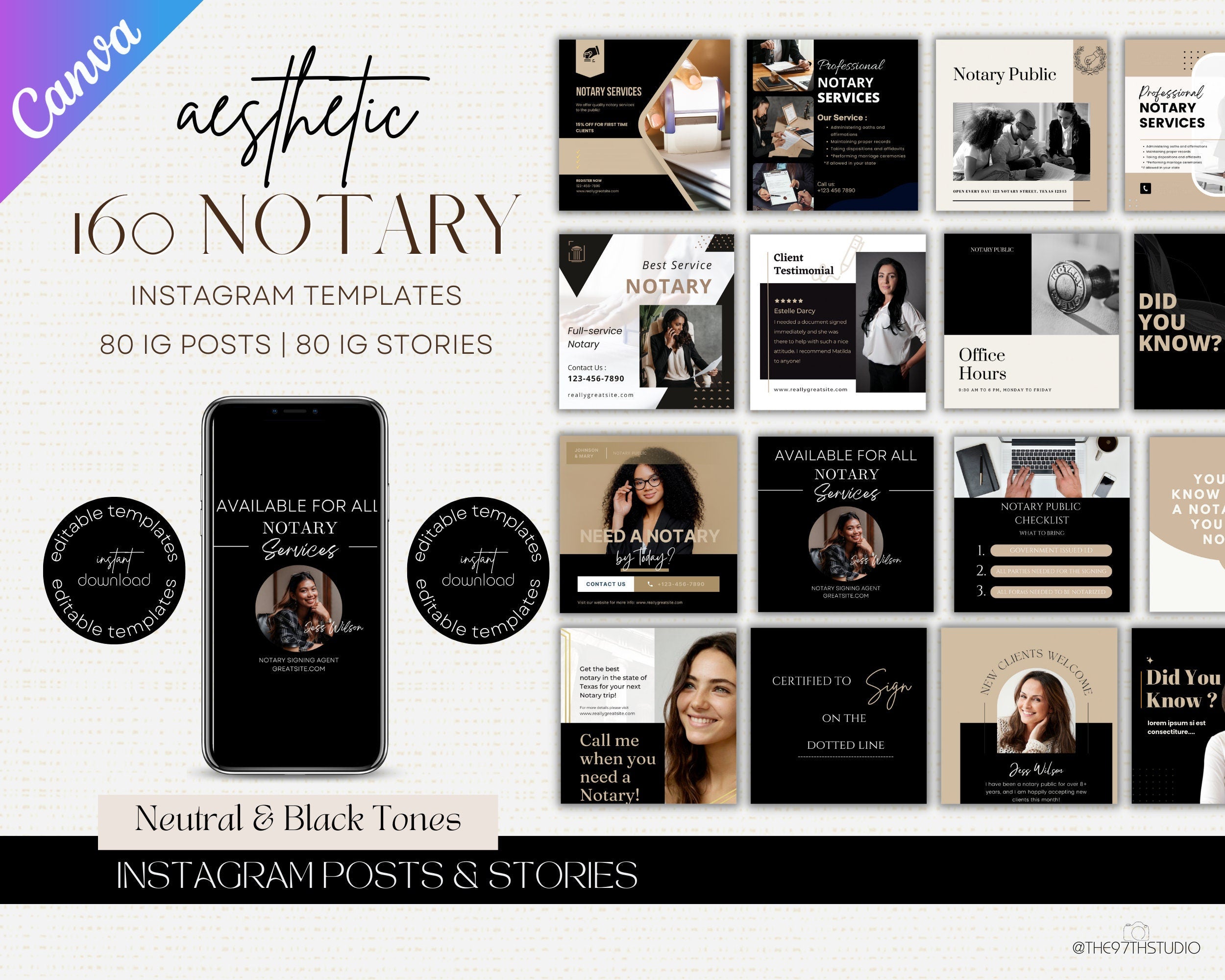 Notary Marketing | Notary Signing Agent | Notary Social Media | Loan Signing Agent | Notary Instagram Posts |Notary Posts Templates |IG Post