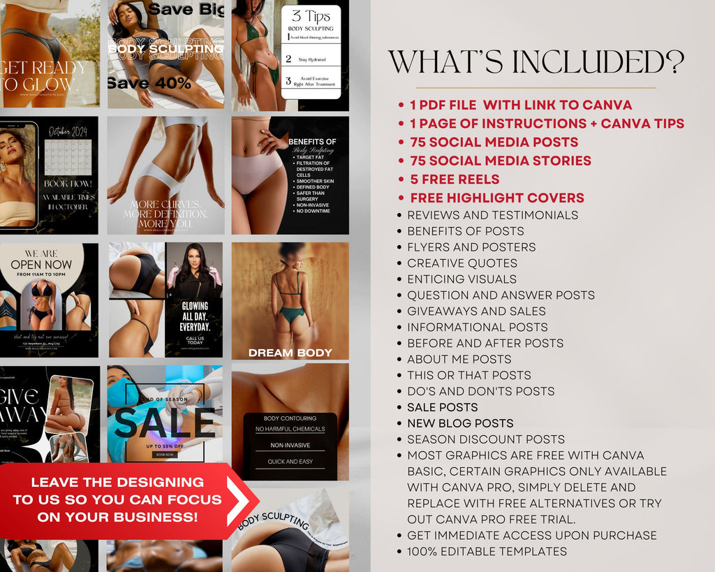 150 Body Sculpting Instagram Templates I Body Contouring Instagram I Medspa Templates I Instagram Bundle I CoolSculpting Instagram | MEDSPA