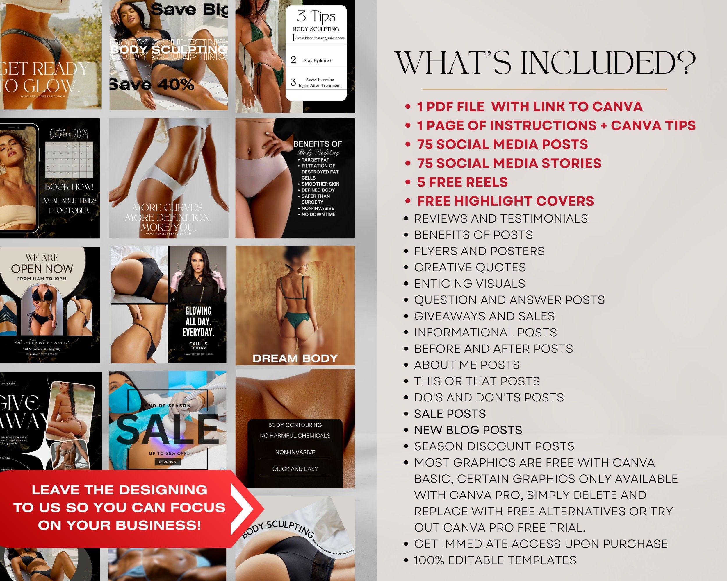 150 Body Sculpting Instagram Templates I Body Contouring Instagram I Medspa Templates I Instagram Bundle I CoolSculpting Instagram | MEDSPA